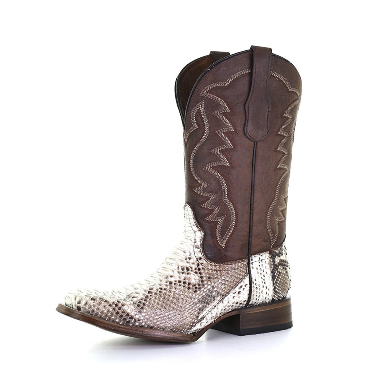 Circle G Men's |Python Embroidery| Sq. Toe | Natural/Brown – Corral ...