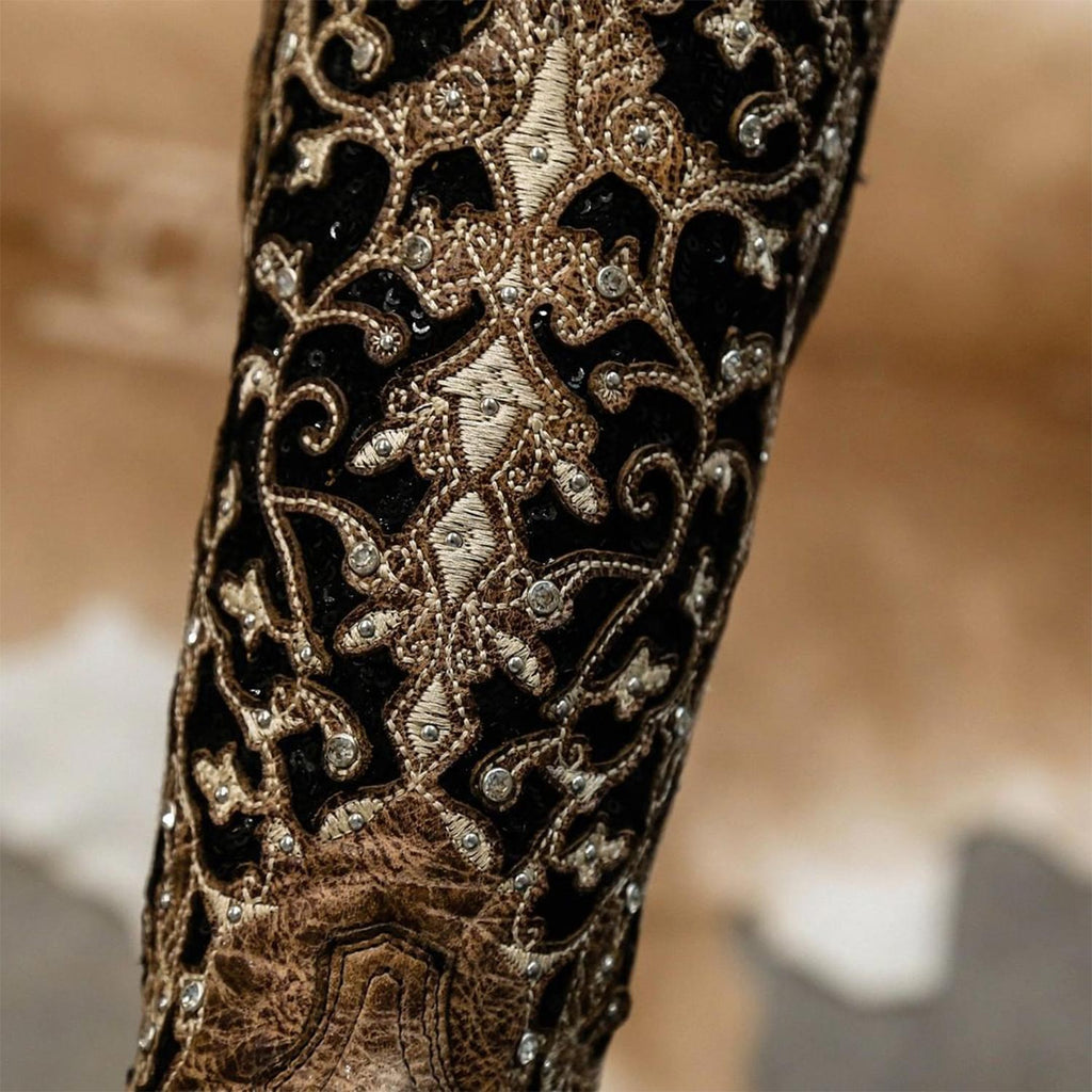Corral | Embroidered Black Sequin Inlay | Brown *In Stock Now - Outback Traders Australia