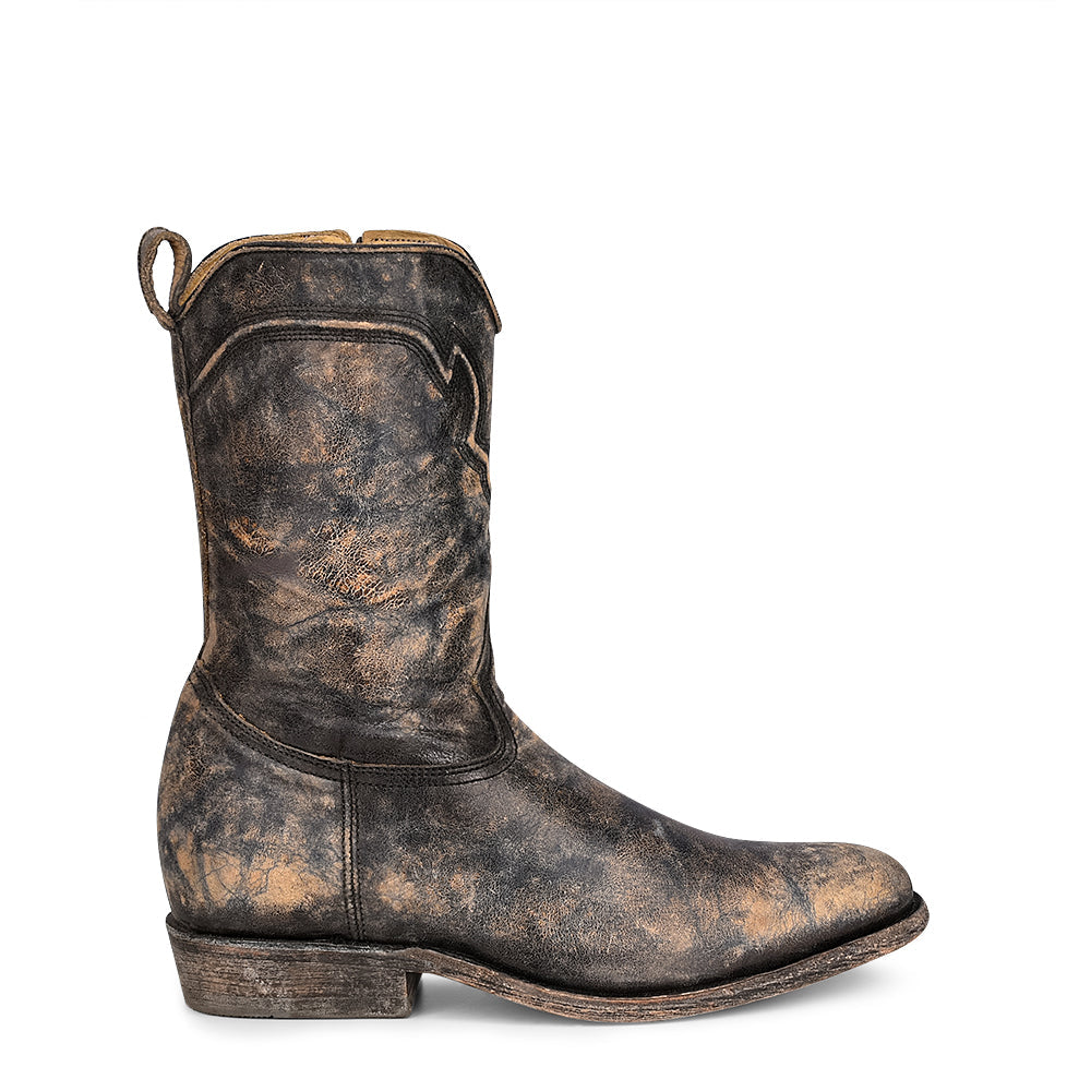 Corral | Side Zip Western R Toe | Distressed Black - Outback Traders Australia