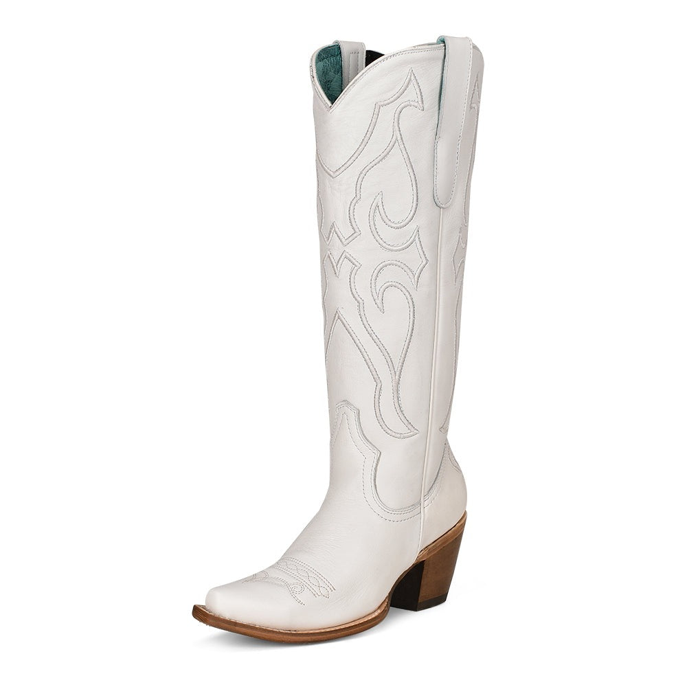 Corral | Stitch Pattern & Inlay Pull Straps Snip Toe | Pure White - Outback Traders Australia